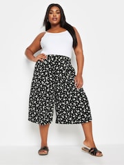 Yours Curve Black White Flat Front Culottes - Image 2 of 5