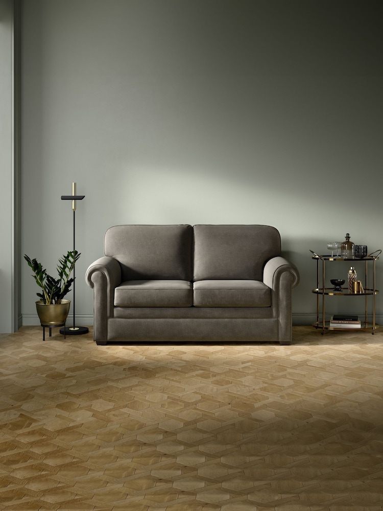 Jay-Be Brushed Twill Pewter Grey Heritage 2 Seater Sofa Bed - Image 1 of 6