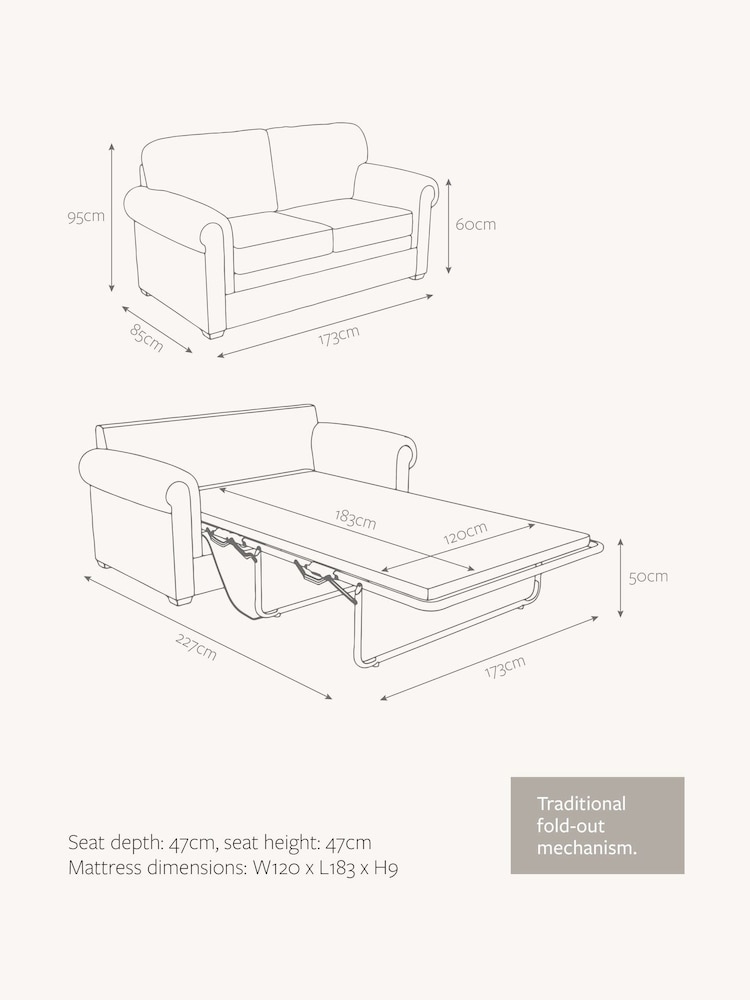 Jay-Be Brushed Twill Pewter Grey Heritage 2 Seater Sofa Bed - Image 6 of 6
