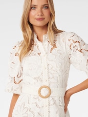 Forever New White Claudia Broderie Mini Dress - Image 4 of 6