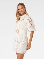 Forever New White Claudia Broderie Mini Dress - Image 5 of 6