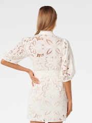 Forever New White Claudia Broderie Mini Dress - Image 6 of 6