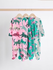 Roza/zelena - Popper dojenček 100% Cotton Sleepsuits 3 komplet (0mes-2yrs) - Slika 1 iz 11