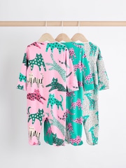 Roza/zelena - Popper dojenček 100% Cotton Sleepsuits 3 komplet (0mes-2yrs) - Slika 2 iz 11