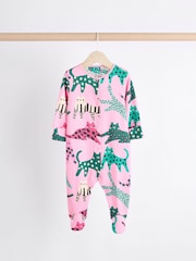 Roza/zelena - Popper dojenček 100% Cotton Sleepsuits 3 komplet (0mes-2yrs) - Slika 3 iz 11