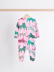 Roza/zelena - Popper dojenček 100% Cotton Sleepsuits 3 komplet (0mes-2yrs) - Slika 4 iz 11