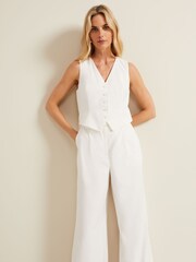 Phase Eight Cream Tia Waistcoat Jumpsuit - Image 3 of 7