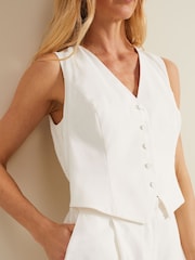 Phase Eight Cream Tia Waistcoat Jumpsuit - Image 4 of 7