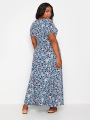 Yours Curve Blue Navy Blue Floral Print Wrap Maxi Dress - Image 3 of 5