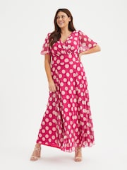 Scarlett & Jo Pink Isabelle Angel Sleeve Maxi Dress - Image 1 of 5