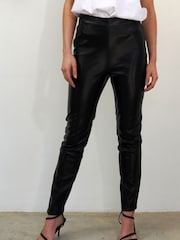 Religion Black Faux Leather Skinny Trousers In Soft PU - Image 2 of 5