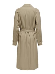 JDY Brown Linen Blend Trench Coat - Image 7 of 7