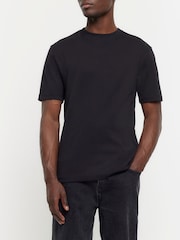 Negro - River Island Slim Fit 100% Cotton T-Shirt - Imagen 1 de 4