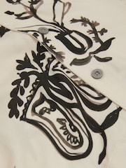 Reiss Off White/Black Babylon Relaxed Printed Cuban Collar Shirt - Image 2 of 2
