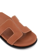 Dune London Brown Wide Fit Loupa Footbed Smart Slides - Image 7 of 7