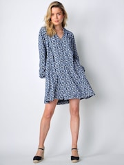 Burgs Womens Blue Sands Button Front Mini Swing Dress - Image 1 of 5