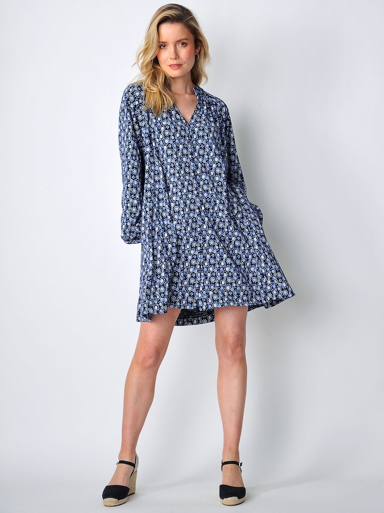 Burgs Womens Blue Sands Button Front Mini Swing Dress - Image 1 of 5