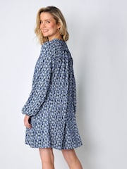 Burgs Womens Blue Sands Button Front Mini Swing Dress - Image 2 of 5
