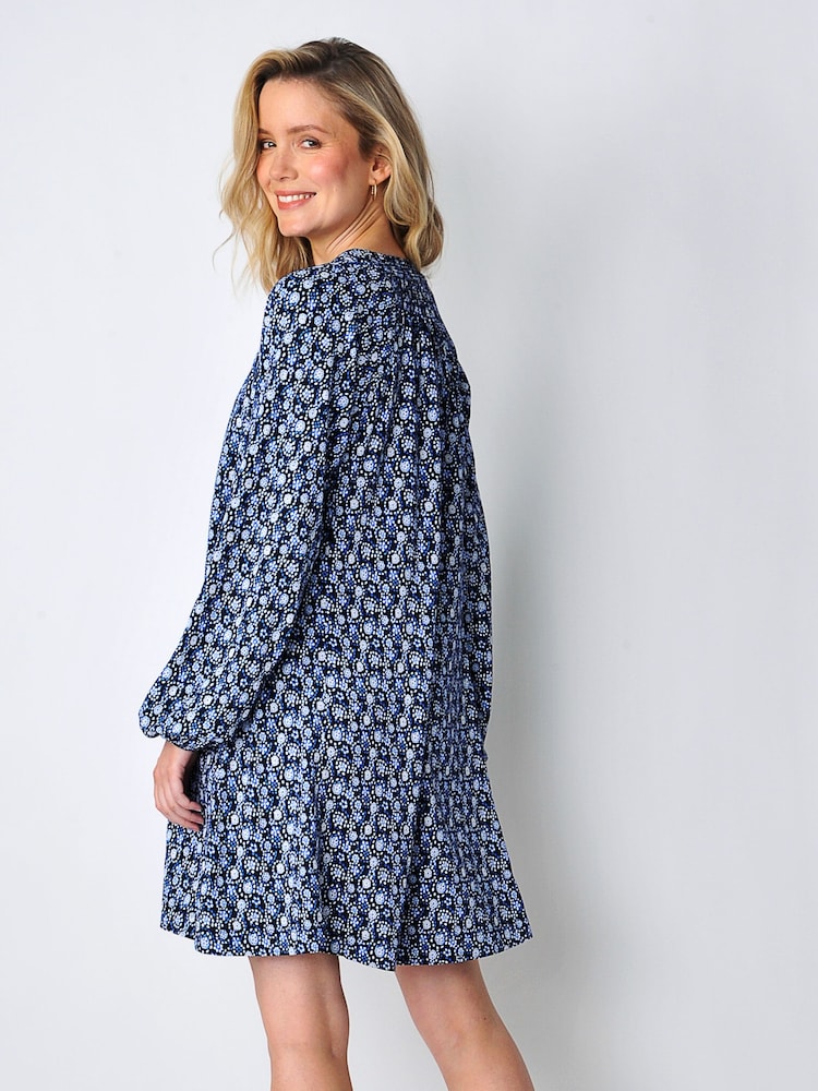 Burgs Womens Blue Sands Button Front Mini Swing Dress - Image 2 of 5