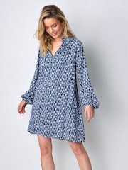 Burgs Womens Blue Sands Button Front Mini Swing Dress - Image 4 of 5
