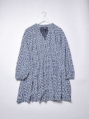 Burgs Womens Blue Sands Button Front Mini Swing Dress - Image 5 of 5
