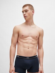 BOSS Blue Dark Stretch Cotton Logo Waistband 5-Pack Boxer Trunks - Image 6 of 7