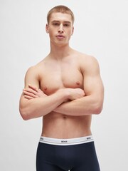 BOSS Blue Dark Stretch Cotton Logo Waistband 5-Pack Boxer Trunks - Image 7 of 7