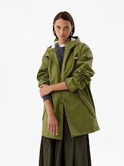 أخضر - Hunter Water Resistant Popper Fastening Raincoat - صورة 1 من 2