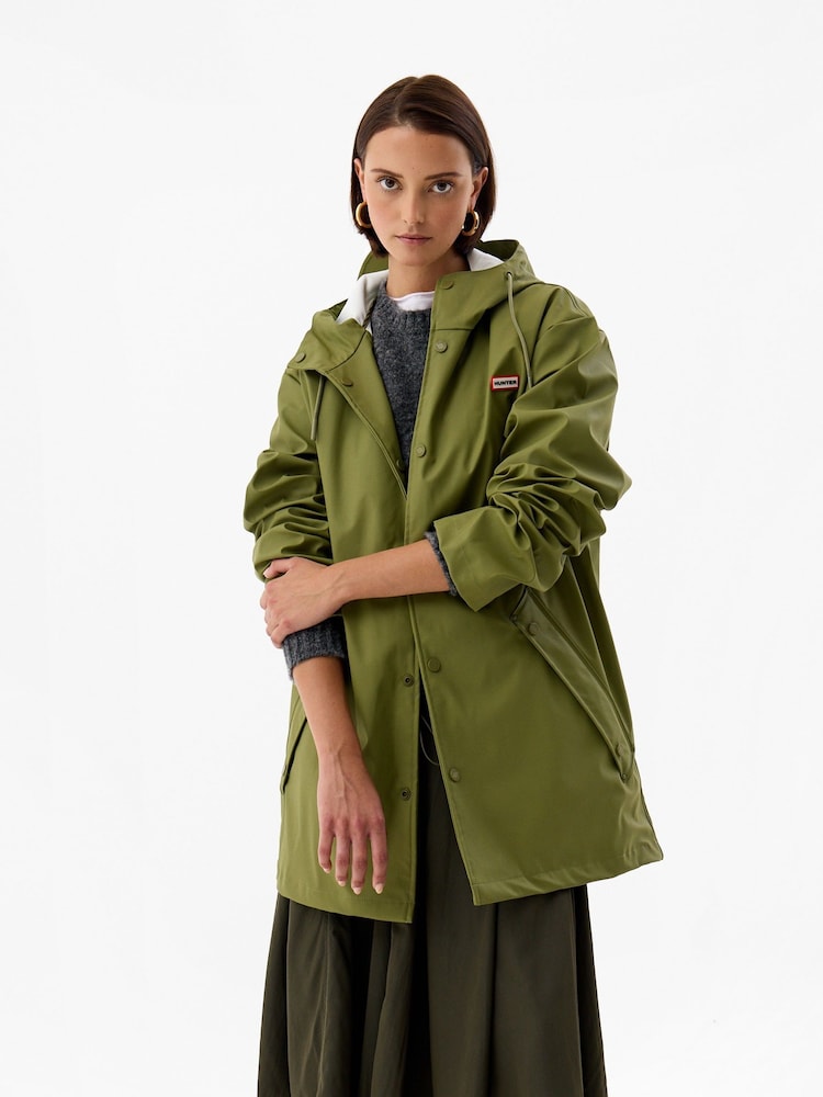 أخضر - Hunter Water Resistant Popper Fastening Raincoat - صورة 1 من 2
