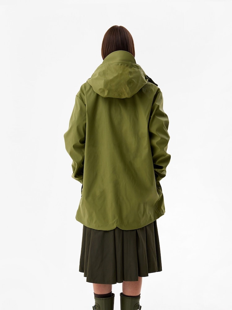 أخضر - Hunter Water Resistant Popper Fastening Raincoat - صورة 2 من 2
