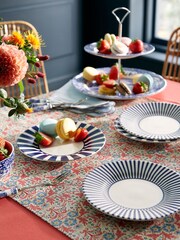 Spode Blue Steccato Narrow Stripe Side Plates Set of 4 - Image 2 of 6