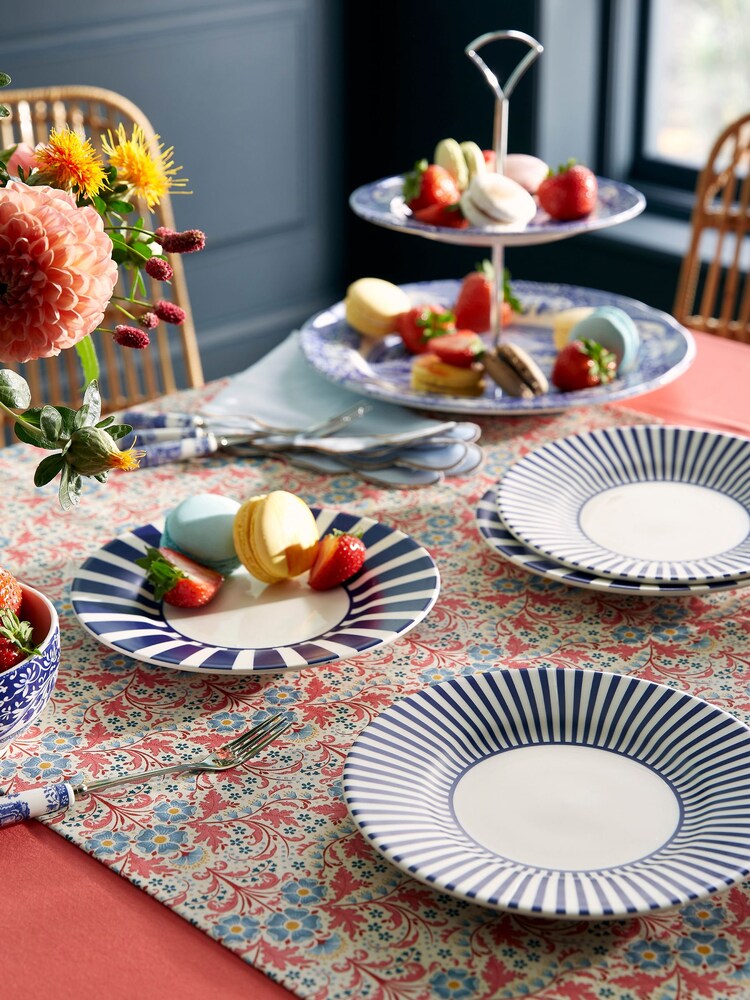 Spode Blue Steccato Narrow Stripe Side Plates Set of 4 - Image 2 of 6