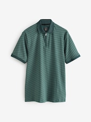 Green Pattern Quarter Zip 100% Cotton Polo Shirt - Image 6 of 8