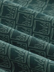 Green Pattern Quarter Zip 100% Cotton Polo Shirt - Image 8 of 8