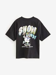 Black Snow Way Back Print Short Sleeve Christmas 100% Cotton T-Shirt (3-16yrs) - Image 2 of 4