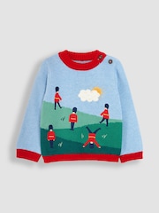 JoJo Maman Bébé Blue Soldier Button Detail Jumper - Image 1 of 3