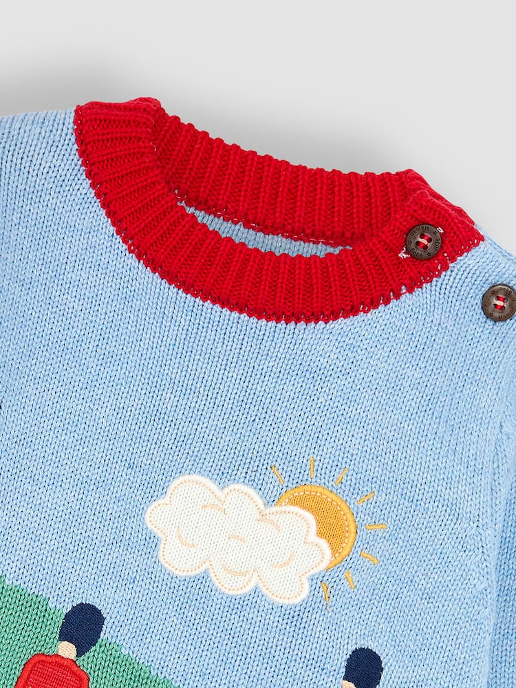 JoJo Maman Bébé Blue Soldier Button Detail Jumper - Image 3 of 3