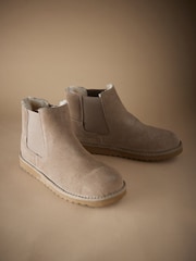 Taupe Brown Suede Boots Slippers - Image 1 of 5
