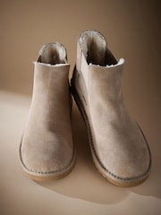 Taupe Brown Suede Boots Slippers - Image 2 of 5