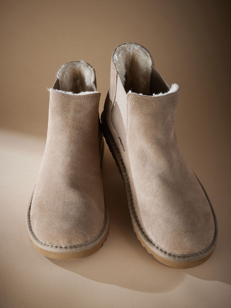 Taupe Brown Suede Boots Slippers - Image 2 of 5