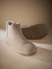 Taupe Brown Suede Boots Slippers - Image 3 of 5