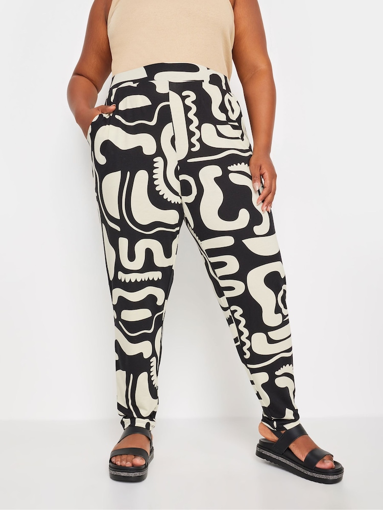 Yours Curve Black Double Pleated Harem Trousers - Image 2 of 5