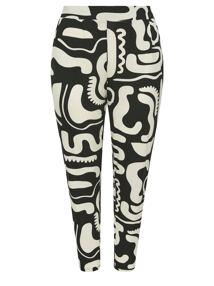 Yours Curve Black Double Pleated Harem Trousers - Image 5 of 5