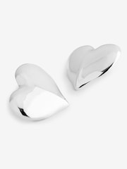Aela Oversized Silver Tone Heart Stud Earrings - Image 1 of 1