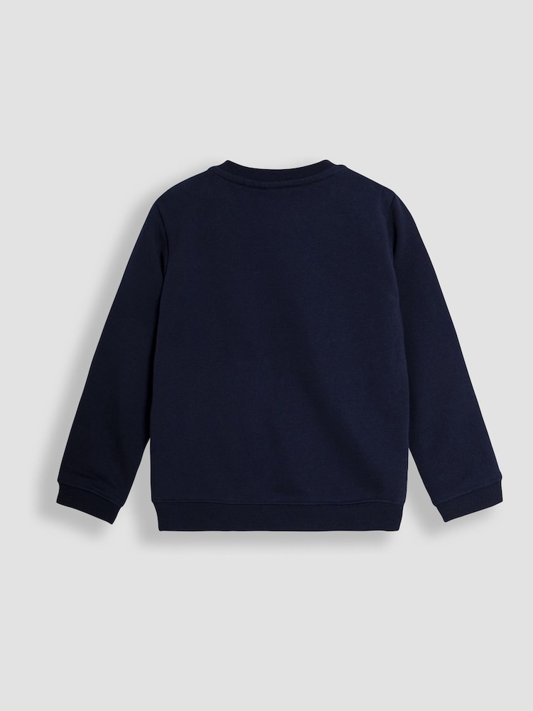 JoJo Maman Bébé Navy Blue Santa and Reindeer Tractor Sweatshirt - Image 5 of 6