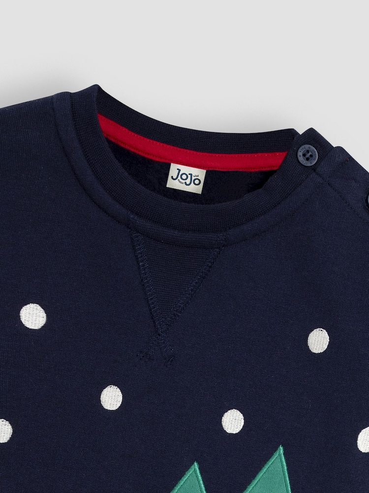 JoJo Maman Bébé Navy Blue Santa and Reindeer Tractor Sweatshirt - Image 6 of 6 JoJo Maman Bébé Navy Blue Santa and Reindeer Tractor Sweatshirt - Image 6 of 6