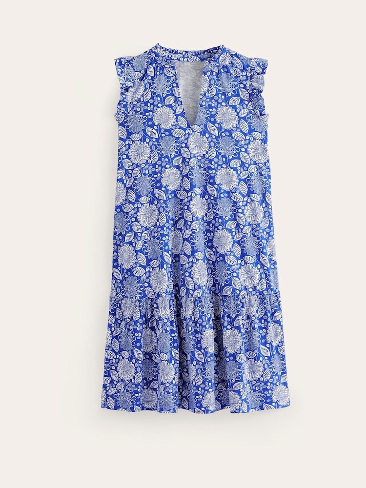 Boden Blue Daisy Jersey Short Tier Dress - Image 6 of 6