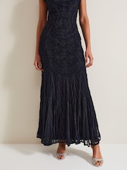 Phase Eight Blue Petite Luana Tapework Maxi Dress - Image 5 of 7