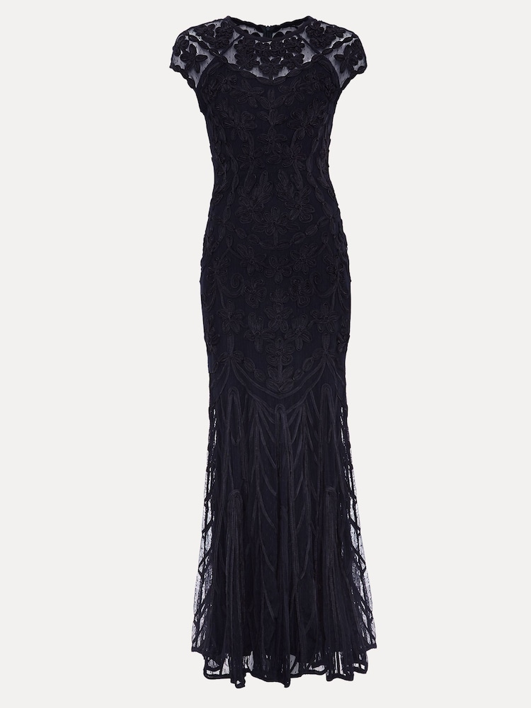 Phase Eight Blue Petite Luana Tapework Maxi Dress - Image 7 of 7