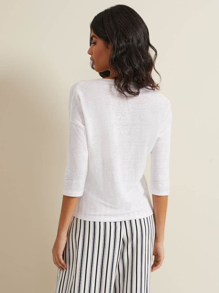 Phase Eight White 100% Linen Leah Top - Image 2 of 7